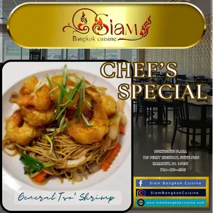 Chef's Special "General Tso' Fried Shrimp with Spaghetti"