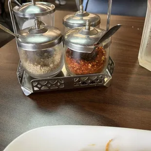 Diced peanuts and red peppers to add to meal if you like