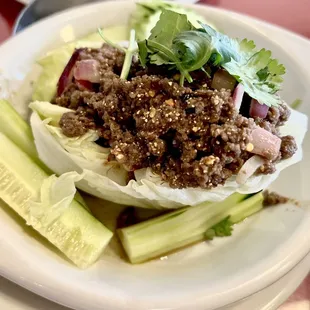 Larb with ground beef