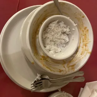 Empty curry bowls