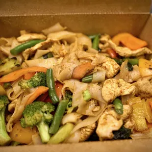 a box of stir fried vegetables