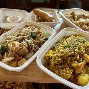 Shrimp Pad Thai/ Spring Rolls/ Crab Fried Rice/ Shrimp fried rice