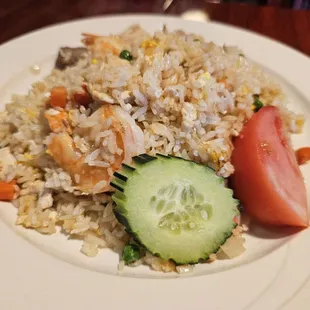 a plate of rice and vegetables