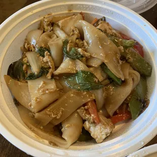 Pad Kee Mao with steamed tofu it&apos;s nice and egg-y which I enjoy