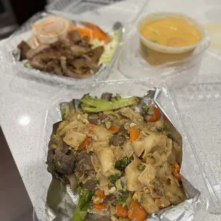Pad See Ew Beef, Grilled Pork, and Panang Curry | IG: xstina.eats