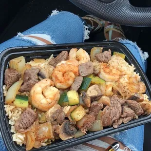 Shrimp and Steak Hibachi with fried rice