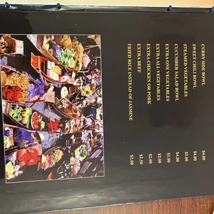 the menu for the restaurant