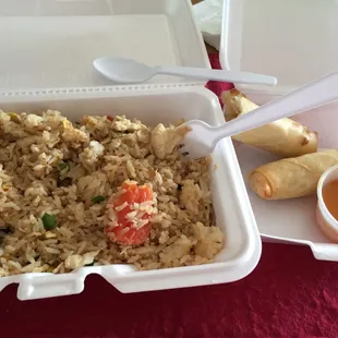 Chicken Fried Rice and Rolls....Yum!