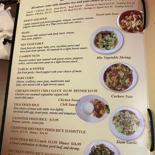 the menu for the restaurant