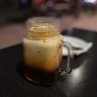 a glass of iced coffee