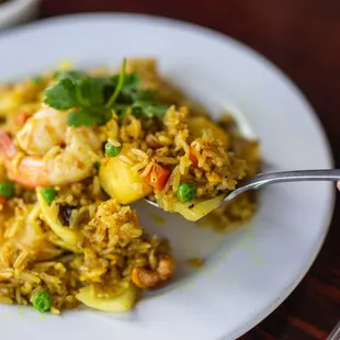 Tropical Fried rice and prawns.