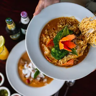 Duck Curry and Lamb Curry paired with mango mojito cocktail.