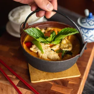 House curry with sliced chicken breast