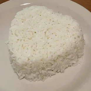 Heart shaped white rice