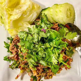 Beef larb - ordered Thai Hot