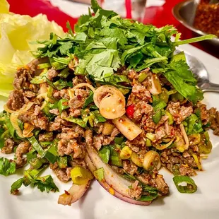 Beef larb - ordered Thai Hot