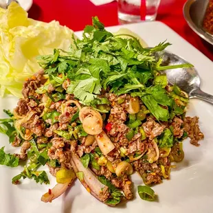 Beef larb - ordered Thai Hot
