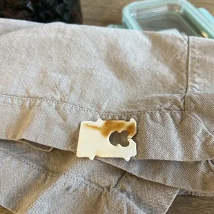 Plastic bread toe incorporated in my chicken.