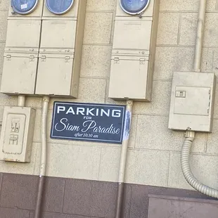Sign on their building where you can park. After Starkey is closed, can park in their stalls.