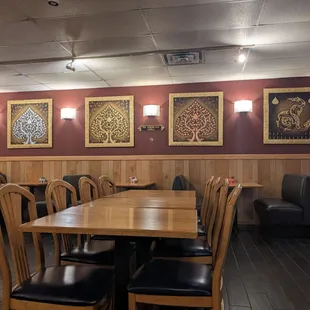 tables and chairs in a restaurant