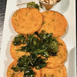 Spicy Fish Cake: flavorful and it&apos;s not dry.  Usually some place will over fry these patties.  Definitely a must have