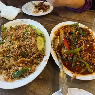 Chicken Fried rice &amp; Spicy Basil chicken