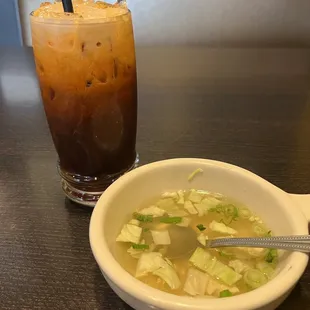 Thai tea &amp; soup-- from lunch special