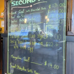 Menu as of May 2024