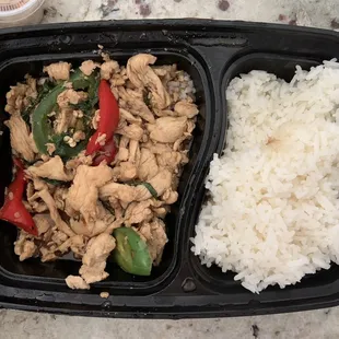 Basil chicken entre with rice