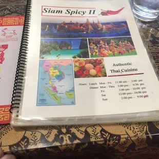 The menu is a note book