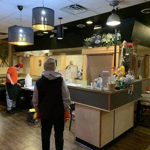 Inside the restaurant.