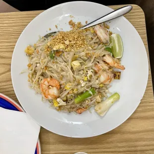 a plate of stir fried noodles