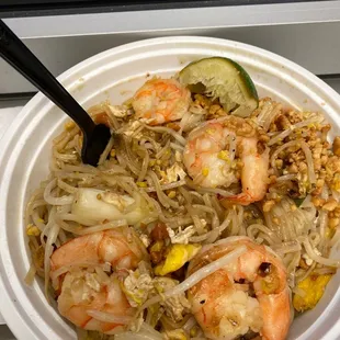 $3-4 extra for 4 shrimp instead of chicken pad Thai