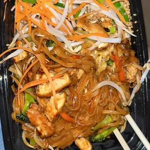 Tofu pad Thai with vegan modifications