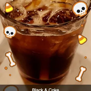 black and coke halloween drink