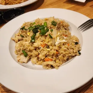 Chicken fried rice. It&apos;s decent, but the chicken was rubbery...