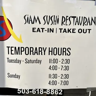 Temporary hours