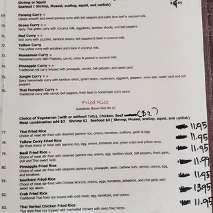 the menu of the restaurant