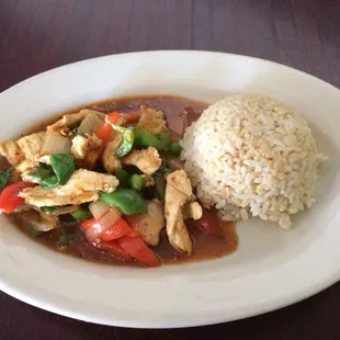 Spicy basil Rice dish (brown rice)