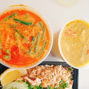 Beef Panang and Chicken Yellow Curry