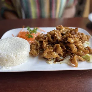 Uncle Bob: battered chicken with a honey garlic sauce