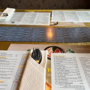 Menu &amp; table