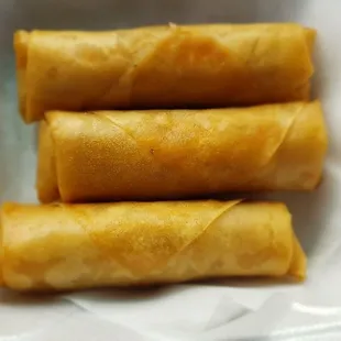Three tiny egg rolls make an order, how about just one big one