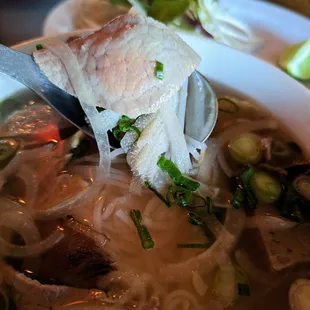 P7. Pho Beef Combination (Pho Dac Biet). Medium. $12.99. Beef broth, cooked 100% from beef bone. Rice noodles, green onion. Basil, sprouts.