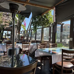 tables and chairs in a restaurant