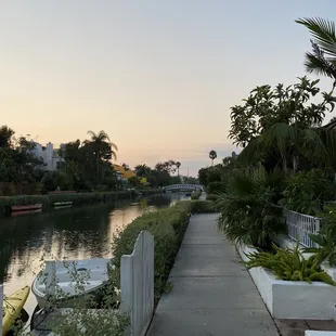 View of canals by restaurant
