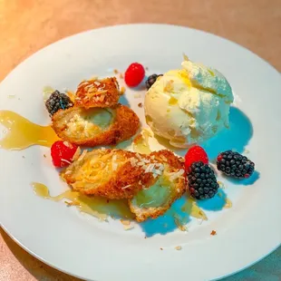 Fried Banana and coconut ice cream.~