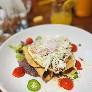 Rolled chicken tacos w/egg