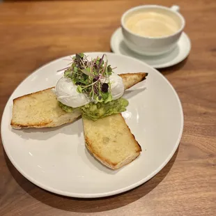 Avocado  toast and Cafe Au Lait