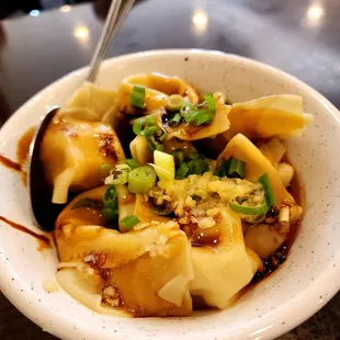 a bowl of dumplings